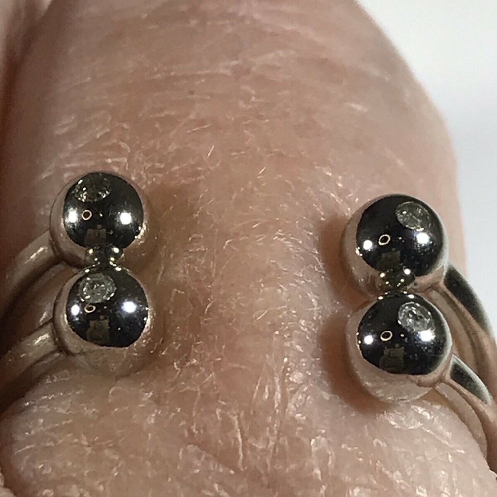 NEW La Soula Silver Stackable Two-Diamond Rings - Picture 7 of 7